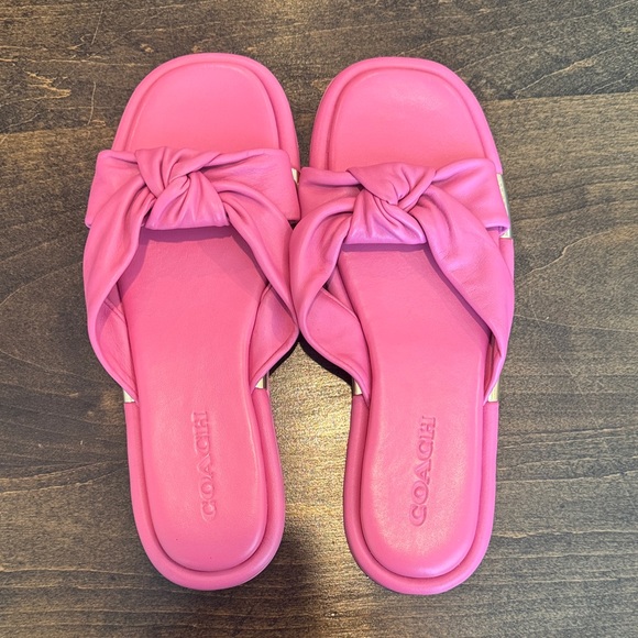 Coach Fuchsia Women's Knotted Slide Sandals - Picture 1 of 5